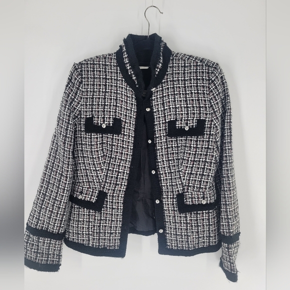 WHITE HOUSE BLACK MARKET Silk Blend Tweed Jacket Size 8 - Picture 3 of 4